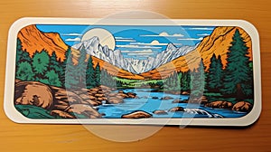 Panoramic Comic Book Art Sticker: Rocky Mountain National Park Postcard