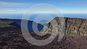 Panoramic drone view from the Piton de la Fournaise