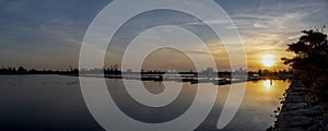 Panoramic of Empty Dock at Sunset