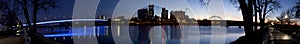 Panoramic evening cityscape of Little Rock, Arkansas, from across the Arkansas River.