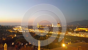 A panoramic evening view with doumo of beautiful city florence