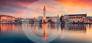 Panoramic evening view of Zakynthos town