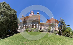 Panoramic exterior view at Monserrate Palace, a palatial villa located on Sintra, the traditional summer resort of the Portuguese
