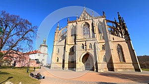 Panoramic facade of St Barbara Cathedral, Kutna Hora, Czech Republic