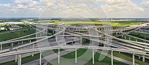 Panoramic flyover Katy freeway Interstate 10 stack interchange c