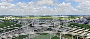 Panoramic flyover Katy freeway Interstate 10 stack interchange c