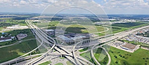 Panoramic flyover Katy freeway Interstate 10 stack interchange c