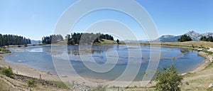 Panoramic of the French Alps : panoramic view of Lake Barbeyroux and the neighboring mountains