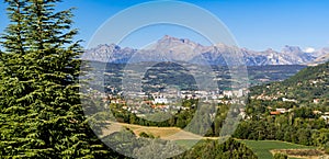 Panoramic of Gap, Hautes Alpes in Summer. French Alps, France