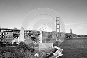 Panoramic Golden Gate Bridge and Fort Point