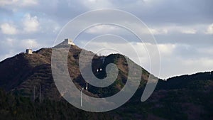 Panoramic of the Great Wall fortress hill mountains,China Chinese elements.