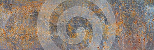 Panoramic grunge rusted metal texture, rust and oxidized metal background photo