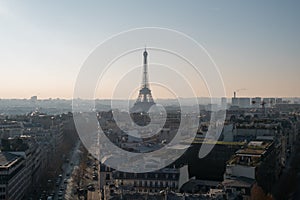 Panoramic High angle view of Eiffel Tower in Paris