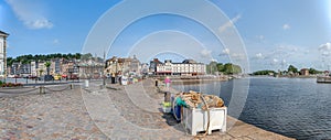 panoramic Honfleur, France - June 06, 2023: Honfleur in the Calvados department and famous tourist resort in Normandy