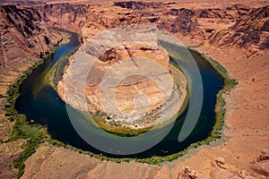 Panoramic Horeseshoe Bend. Horseshoe Bend in Page. Panoramic view of the Grand Canyon.