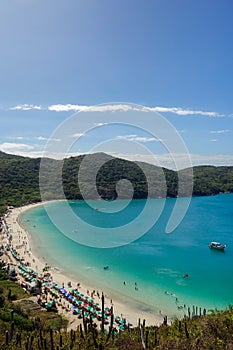 panoramic of idyllic and wild Forno beach in Arraial do Cabo, RJ, Brazil