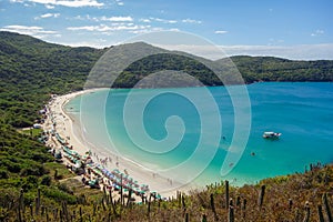 panoramic of idyllic and wild Forno beach in Arraial do Cabo, RJ, Brazil