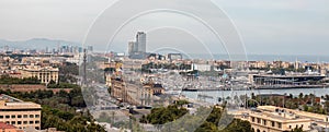 Panoramic image of Barcelona Port Vell and Drassanes square photo