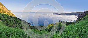 Panoramic image of a bay near Jaz beach near Budva