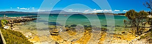 Panoramic image of a beautiful beach in Tasmania