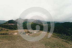 Panoramic image of Binh Lieu mountains area in Quang Ninh province in northeastern Vietnam. This is the border region of Vietnam photo