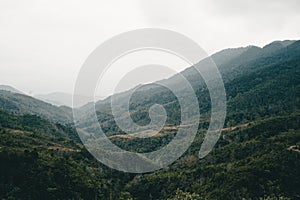 Panoramic image of Binh Lieu mountains area in Quang Ninh province in northeastern Vietnam. This is the border region of Vietnam photo