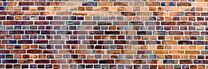 Panoramic image of brick wall with different colors