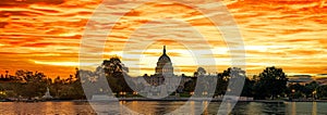 Panoramic image of the Capitol of the United States with the capitol reflecting pool