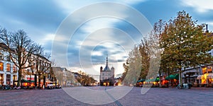 Panoramic image of the central square in the historic Dutch city
