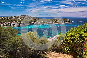 Panoramic image coastline of Santa Ponsa town in the south-west of Majorca Island photo