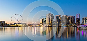 Panoramic image of the docklands waterfront area of Melbourne