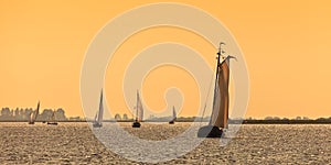 Panoramic image of Frisian Dutch sailing ships