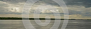 panoramic image of the great river and the coast in the background Dark