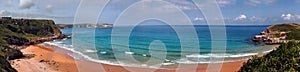 Panoramic image of Los Locos Beach, in the town of Suances, Cantabria, Spain photo