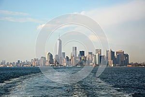 Panoramic image of lower Manhattan skyline