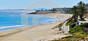 Panoramic image Mil Palmeras Costa Blanca beach. Spain