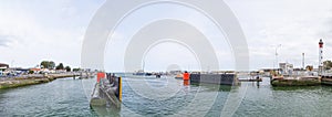 Panoramic image-Orne bay in Europe, France, Normandy, Ouistreham, in summer, on a sunny day. photo