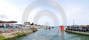 Panoramic image-Orne bay in Europe, France, Normandy, Ouistreham, in summer, on a sunny day. photo