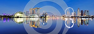 Panoramic image of Singapore skyline at night