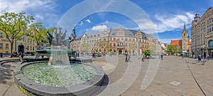 Panoramic image of the square at the Anger in Eisenach during the day