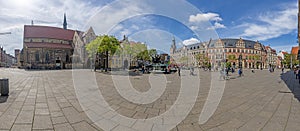 Panoramic image of the square at the Anger in Eisenach during the day