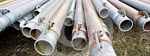 A panoramic of irrigation pipes.