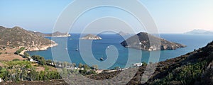 Panoramic of the island of Patmos, Greece