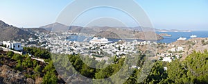 Panoramic of the island of Patmos, Greece