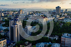 Panoramic Kyiv view from above