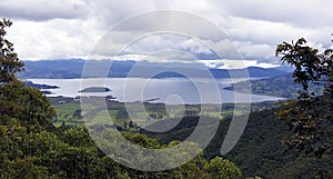 Panoramic of Laguna de la Cocha, Pasto, Colombia photo