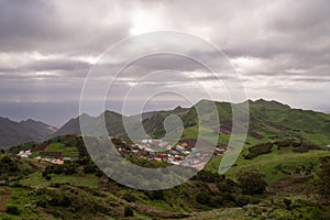 Panoramic landscape in Anaga mountains and ocean coastline, Tenerife Canary Islands, Spain