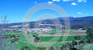 Panoramic of a landscape of Catalonia with town photo