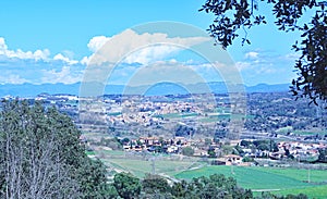 Panoramic of a landscape of Catalonia with town photo