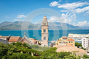 Panoramic landscape of the city of Gaeta with the Cathedral `Holy Mary assumed into heaven`, Gaeta. Italy